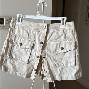 FOREVER21 Women's Cream Utility Button-Front Skort